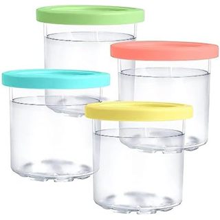 4 Gói Pint Kem Thay Thế Có Nắp, Tương Thích Với Máy Làm Kem Ninja Creami: Dòng NC301, NC300, NC299AMZ (Hồng / Vàng / Xanh / Xanh)