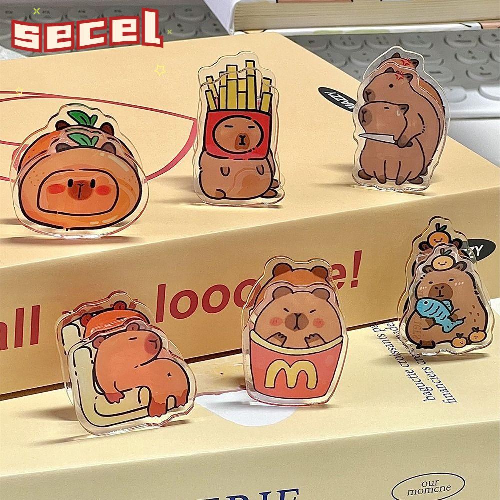 SECEL Capybara Acrylic Kẹp, Acrylic PP Hoạt Hình Ảnh Dính Kẹp, Đa Năng Văn Phòng Phẩm Capybara Ghi N