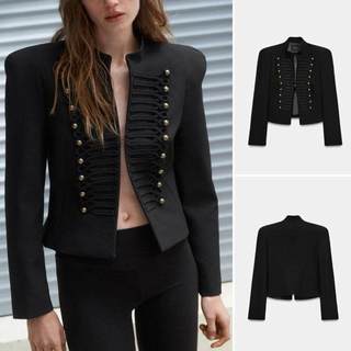 Áo Blazers Dáng Slim-Fit Phong Cách Mỹ Của Châu Âu Mùa Xuân, Có Miếng Lót Vai - Màu Đen