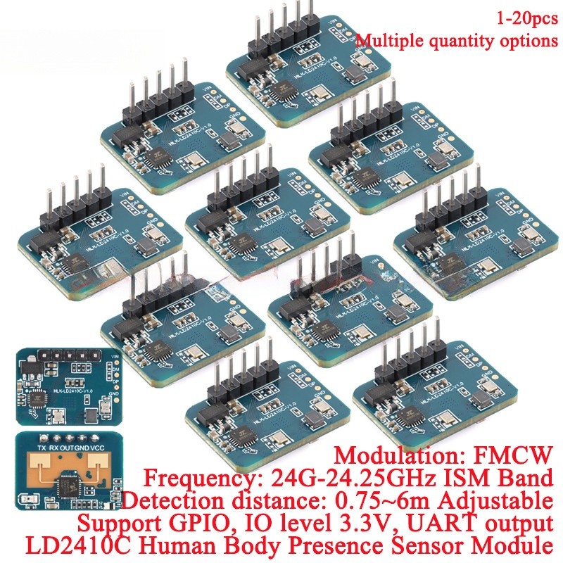 3-15 chiếc HLK-LD2410C LD2410C 24G mmWave FMCW Millimeter 5M Sóng Tình trạng hiện diện của con người