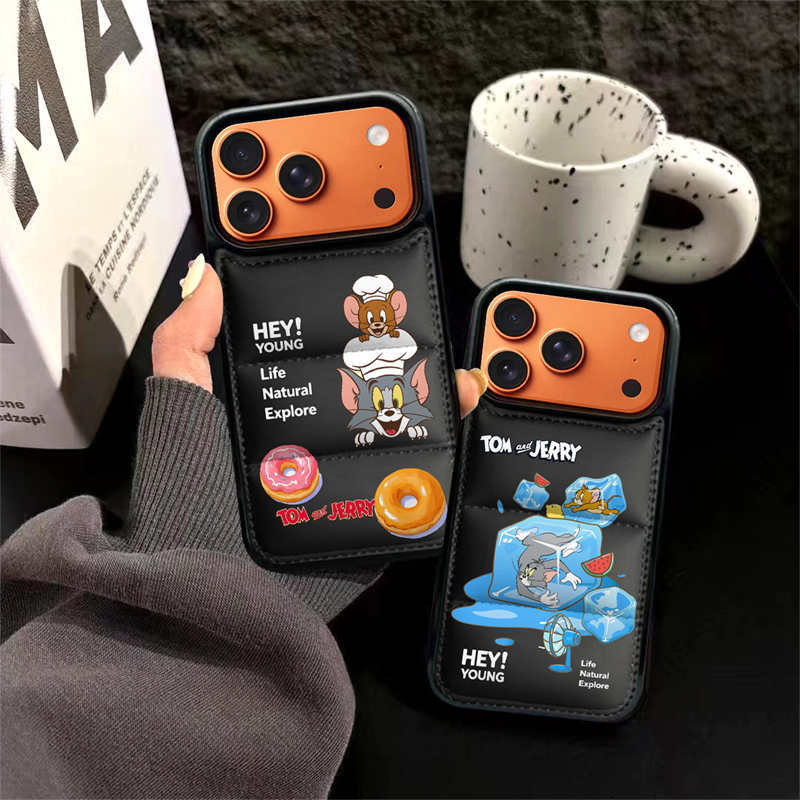 Ốp Điện Thoại Down Jacket Cho iPhone 11 12 13 14 15 16 17 Pro Max [Tom and Jerry] Vỏ Điện Thoại Mềm 