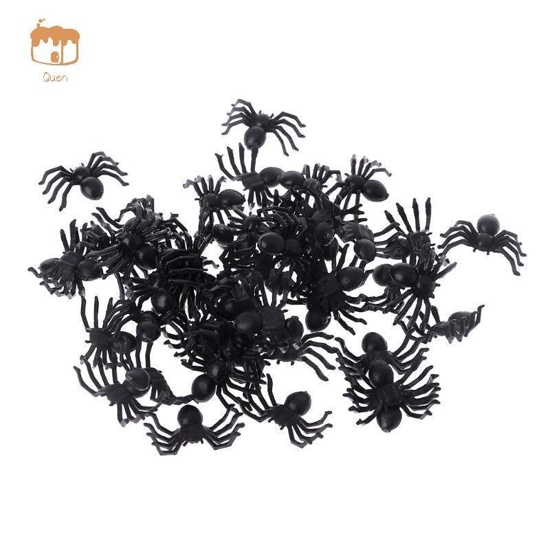 Quen 50 Chiếc Nhỏ Nhựa Đen Giả Đồ Chơi Nhện Ngộ nghĩnh Trò Đùa Prank Đạo Cụ Halloween Deco