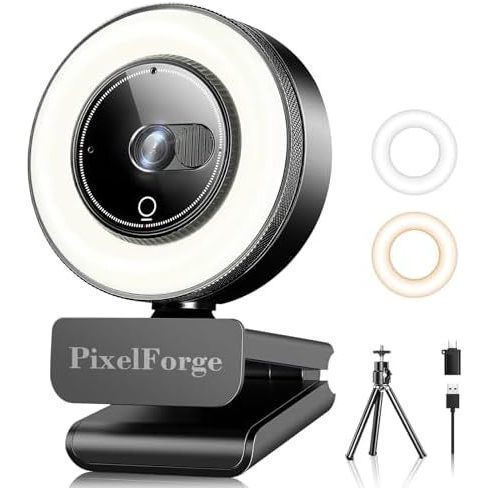 Webcam PixelForge 2K cho PC có micrô & Ánh sáng & Vỏ bảo mật, Camera Web cho máy tính để bàn / Lapto