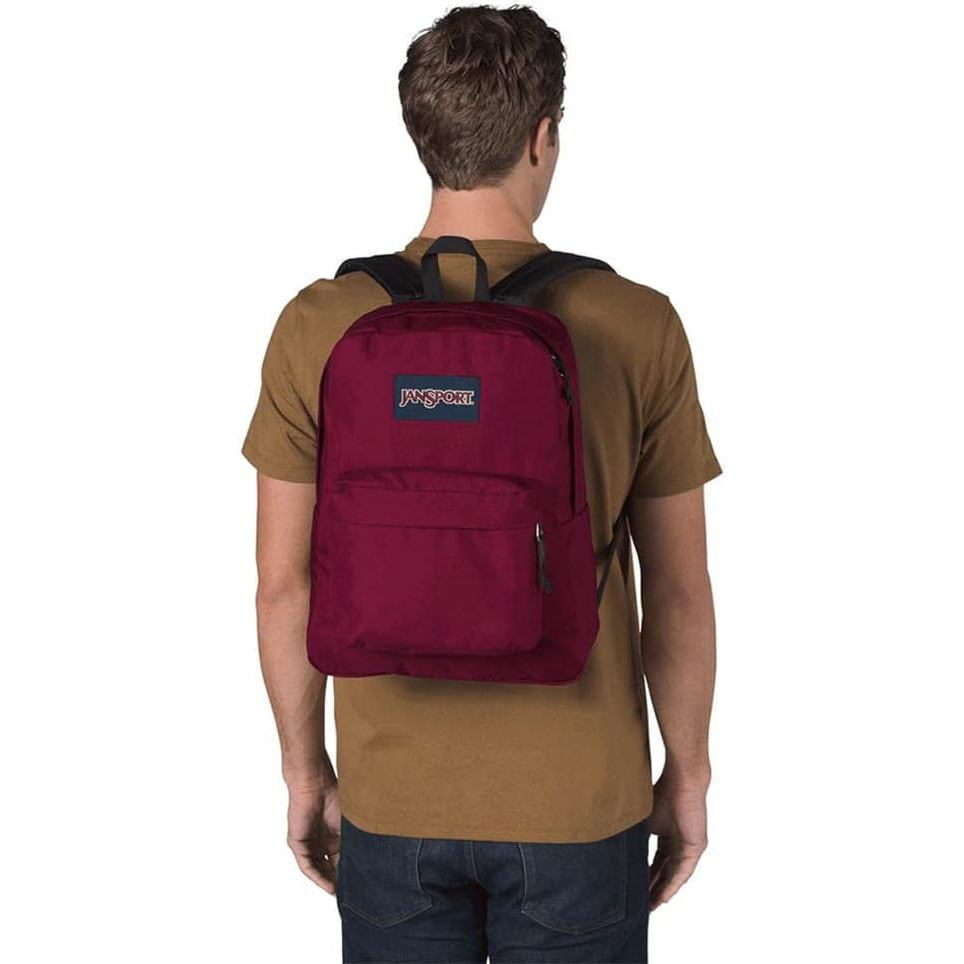 Ba lô JanSport Superbreak - Ba lô cao cấp bền, nhẹ, màu đỏ Russet