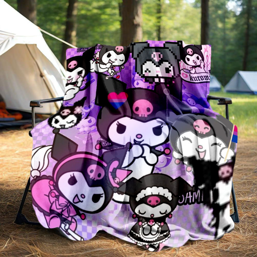 8 PC Công Chúa Hồng Kuromi Với Vương Miện Và Đầu Lâu Emoji Trên Nền Mềm Ngoài Trời / Cắm Trại Chăn G