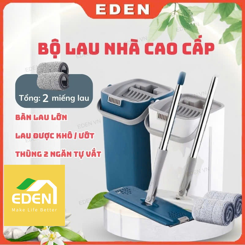 Cây Lau Nhà Tự Vắt Thông Minh EDEN VN Chổi Lau Nhà Tự Vắt Thông Minh Bộ Lau Nhà 360 Độ Cao Cấp Tặng 