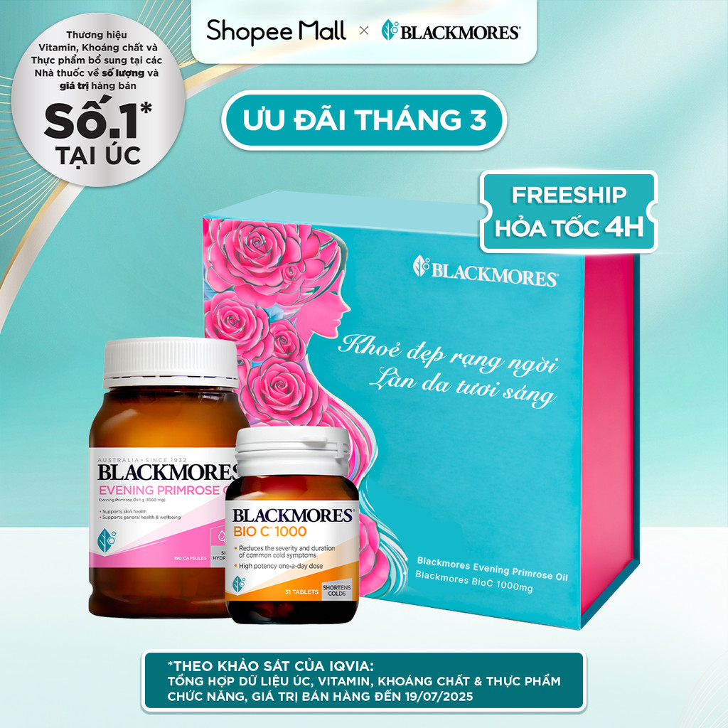 Blackmores Set quà tặng 2: Khoẻ đẹp rạng ngời - Làn da tươi sáng (Hoa anh thảo & BioC)