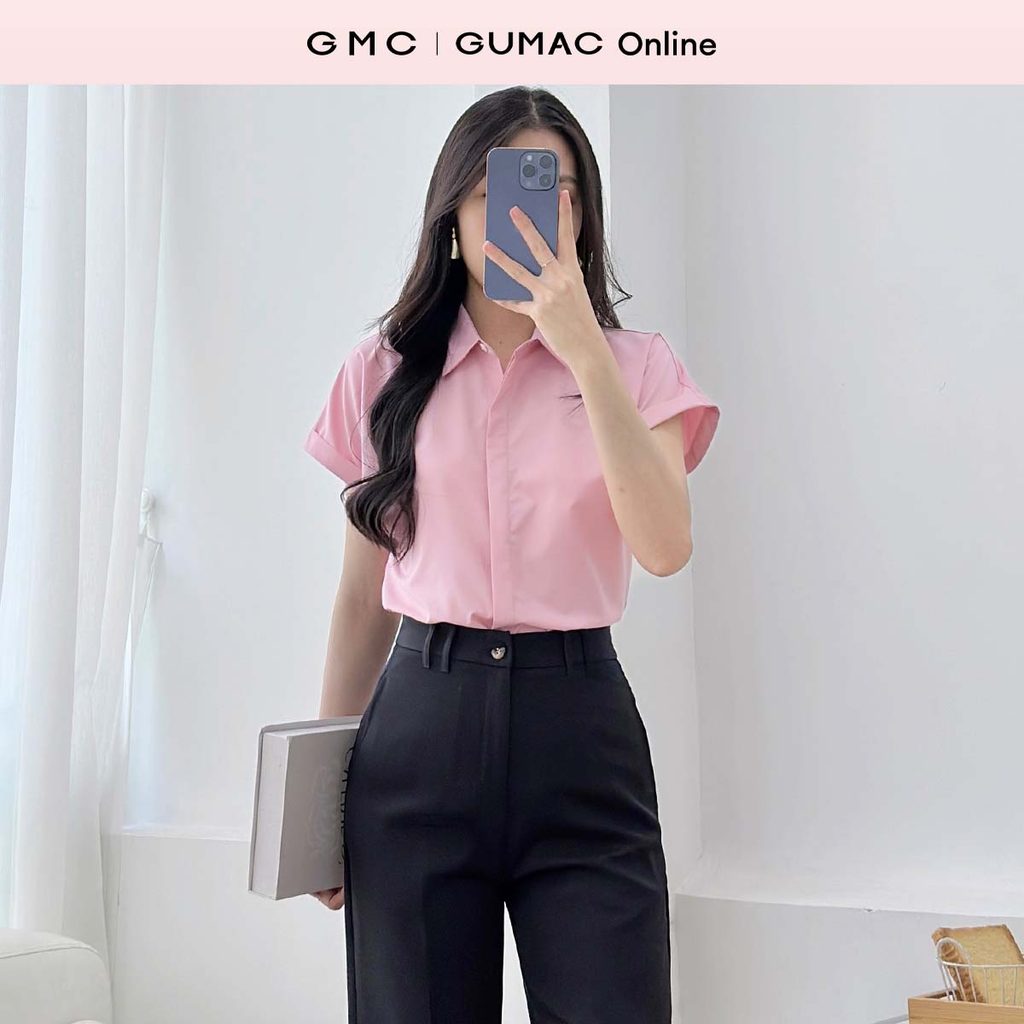 Áo sơ mi nữ suông tay liền lật lai basic nẹp giấu nút công sở thời trang GUMAC LAF0622