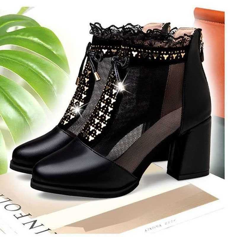 Oren Woodpecker Giày Sandal Nữ Sợi Lưới Dép Gót Dày Giày Nữ Giày Sandal Giữa Giày Sandal Nữ Mùa Hè G