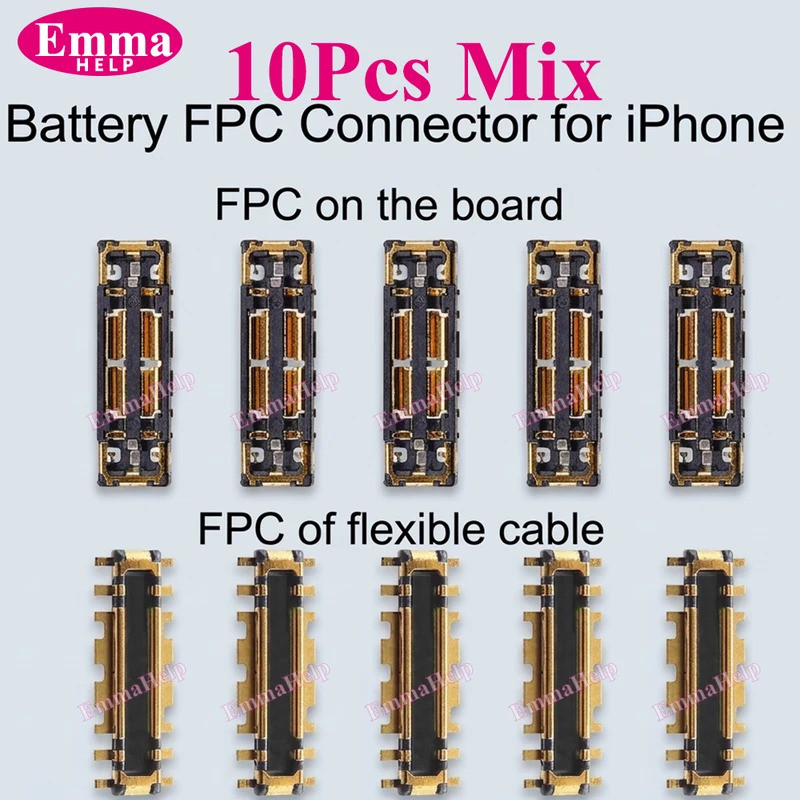 10 Chiếc Pin FPC Kết Nối Cáp Mềm Cho iPhone 14 15 Plus 16 13 12 11 Pro Max X XR 8 Kẹp Cắm