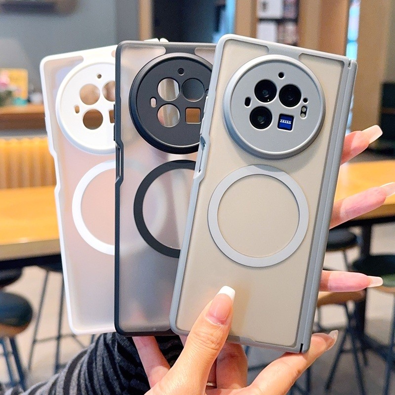 Cảm Giác Da Mờ PC Tích Hợp Từ Tính Đôi Hai Bản Lề Bảo Vệ Ốp lưng Vivo X Fold3 Pro Fold 3 5 XFold5 Ốp