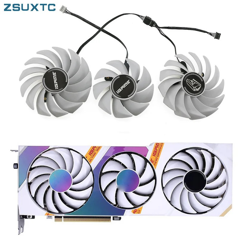 Quạt làm mát 4pin màu trắng HL 85mm 75mm cho RTX 3060 3070 3080 3060Ti iGame Ultra OC RTX3060 RTX307