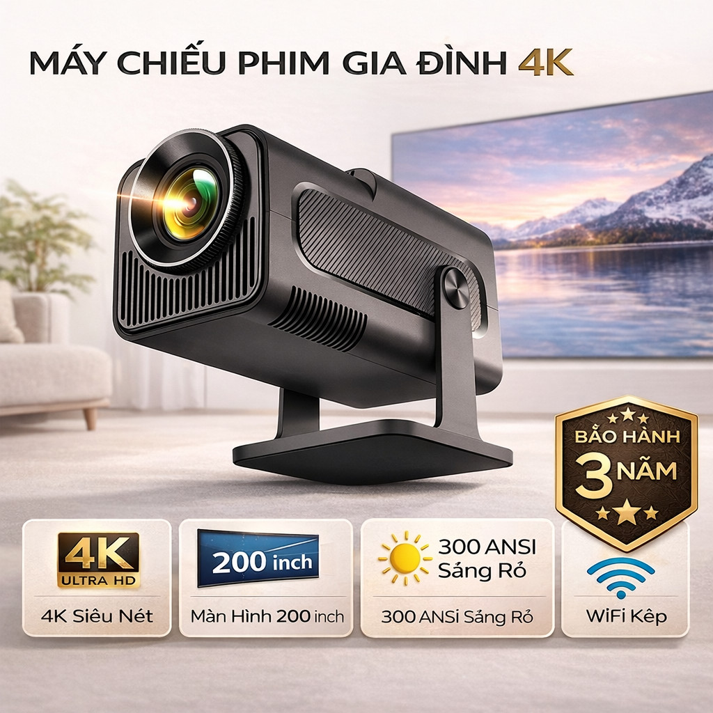 Máy chiếu mini máy chiếu 4K máy chiếu gia đình projector mini android, hỗ trợ 4K Ultra HD màn hình 2