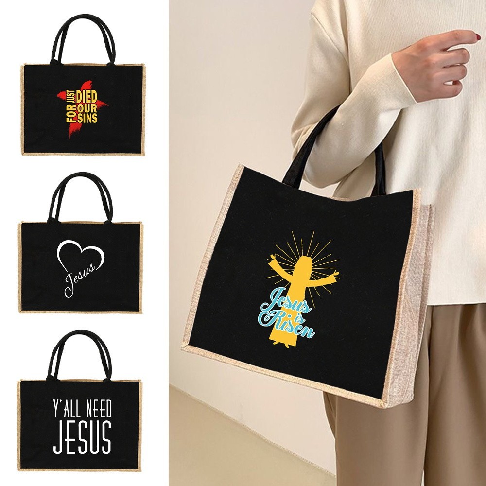 Jute Tote bag Handbag Jute Imitation Sacks Linen Bags Women Shopping Pouch Designer Laminated Bags B