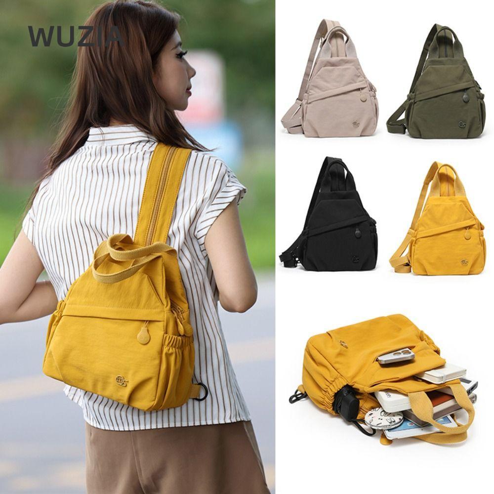 Túi đeo ngực WUZIA, Ba lô nữ đa chức năng bằng vải Nylon, Túi lưu trữ dây kéo hai mục đích dung tích lớn Sử dụng hàng ngày