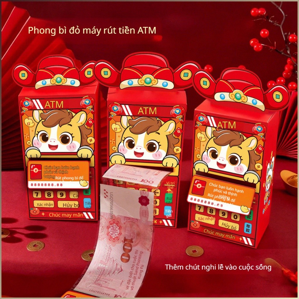 【2026 Limited Edition】Horse Year Lucky Money ATM Machine - New Year Red Envelope Dispenser For