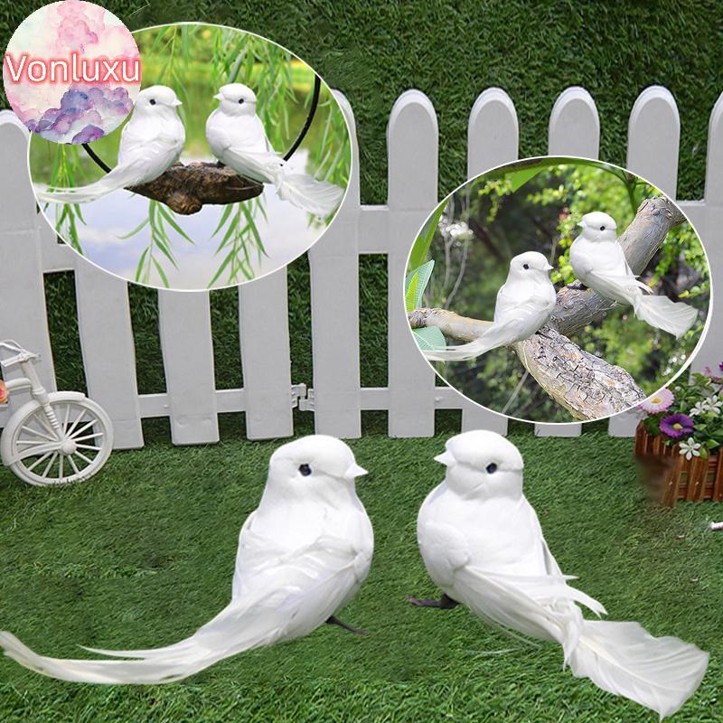 Vonluxu 1 Con Chim Nhân Tạo Mô Phỏng Chim Nhỏ, Chim Trắng, Chim Lông, Chim Nhỏ Trắng Trang Trí VN