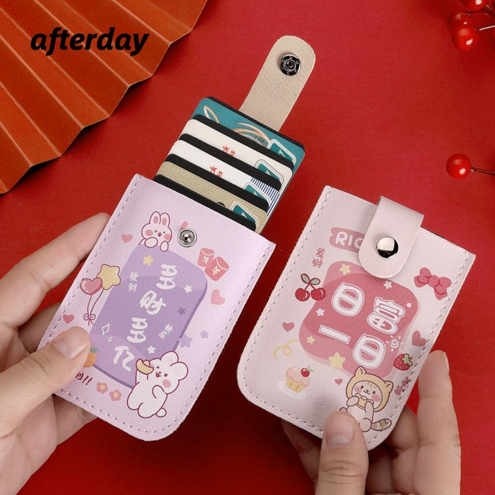 Ví đựng thẻ Mini AFTERDAY568, Hộp đựng thẻ ID giấu nhiều lớp chặn RFID, Loại kéo ra thời trang Da PU
