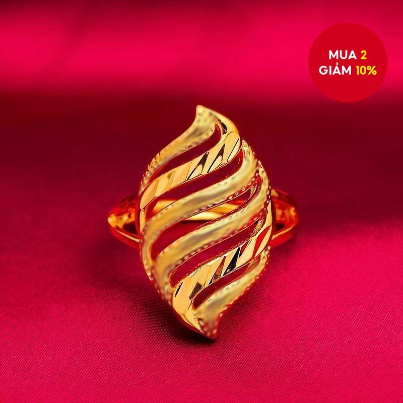 Nhẫn cưới hoa văn vàng trang trí bằng đồng Euro cho phụ nữ