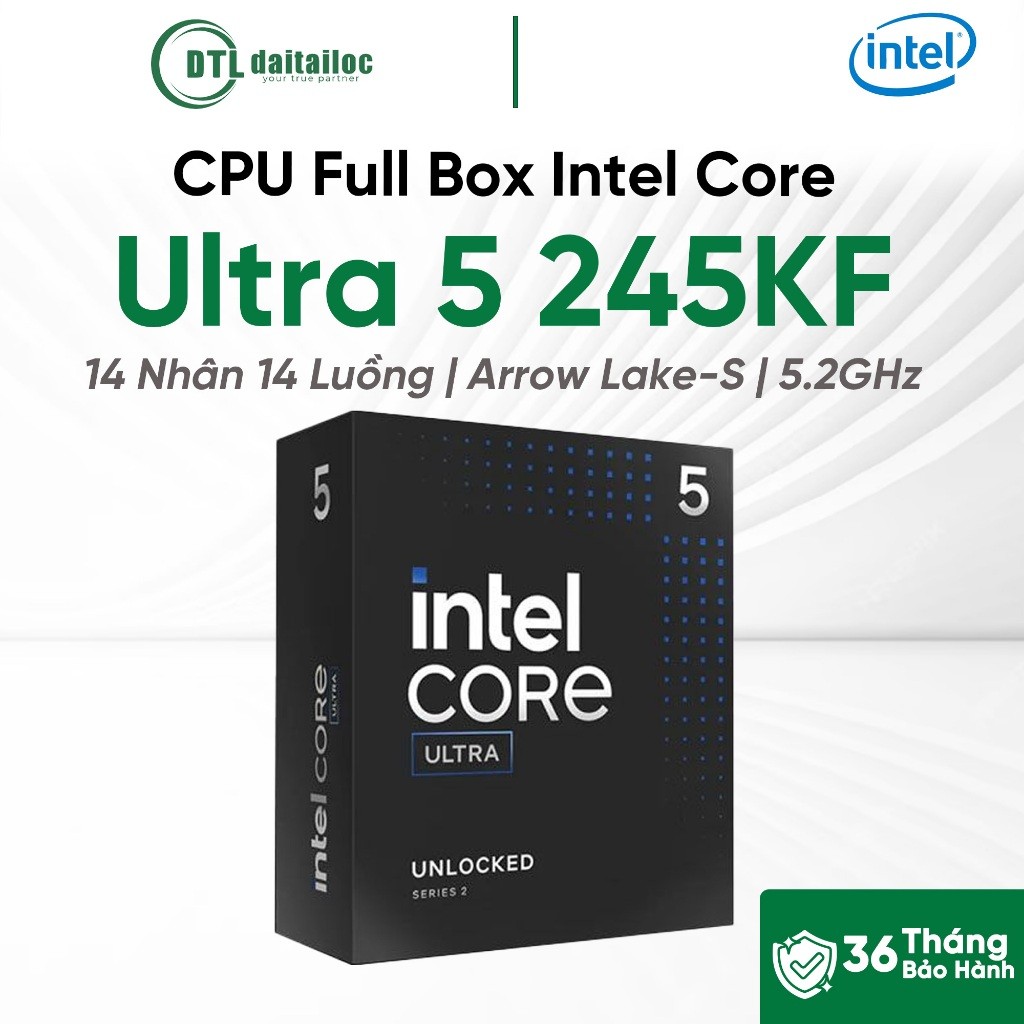 CPU Full Box Intel Core Ultra 5 245KF | Chính Hãng CO,CQ | Bảo Hành 36 Tháng