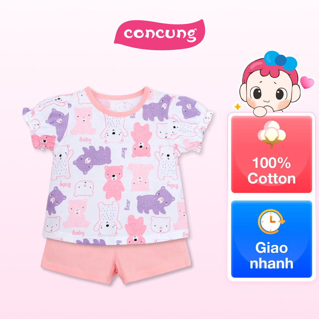 Bộ bé gái ngắn Animo Easy TX1225045 (3Y,Trắng-hồng,TT04)