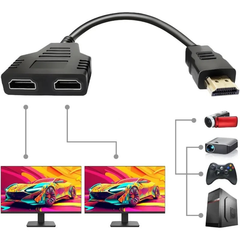Bộ Chia HDMI Cáp HDMI Bộ Chia HDMI 1 Trong 2 Ra Hdmi Nam Sang Dual Hdmi Nữ 1 Đến 2 Chiều Chuyển Đổi 
