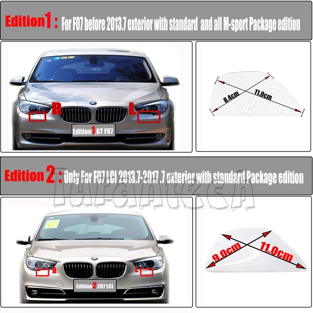 Vỏ máy giặt đèn pha cho 10-17 BMW GT series F07 Gran Turismo GT5 Fit 5GT 535i 535ix 550i 550ix Vòi p