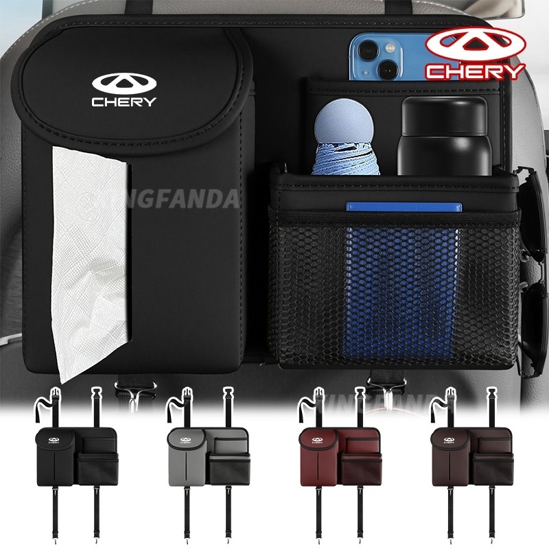 Da Lộn Ghế Sau Túi Bảo Quản Xe Ô Tô Khăn Giấy Cốc Tổ Chức Túi Treo Cho Chery Tiggo 2 3 4 5 7 PRO 8 A