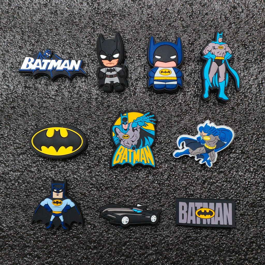 Set charm BATMAN gắn dép cross, Nút gắn jibbitz sticker dép cross trang trí cham 2D hoạt hình nhựa P