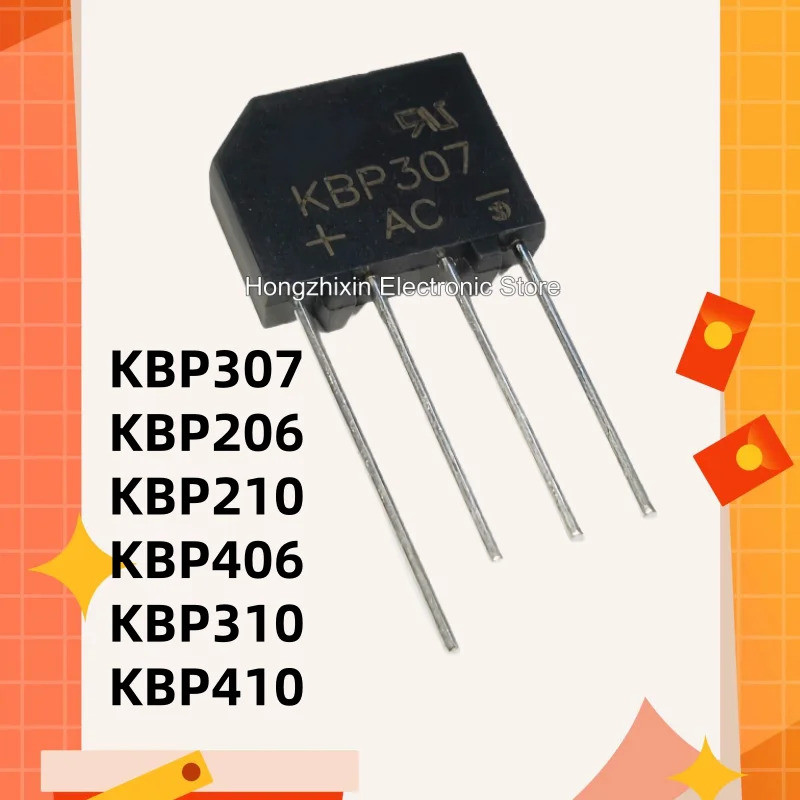 5 CHIẾC KBP307 KBP206 KBP210 KBP406 KBP310 KBP410 cầu chỉnh lưu chèn trực tiếp, cầu phẳng.