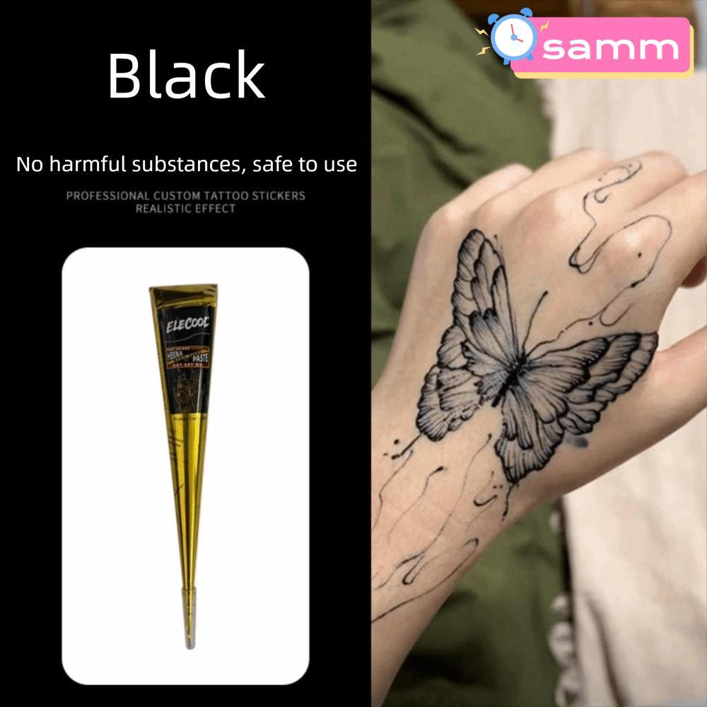 Kem xăm SAMM Henna, Nón dán Henna bán vĩnh viễn màu nâu đen, Kem xăm Henna Dễ sử dụng Kem Henna màu 