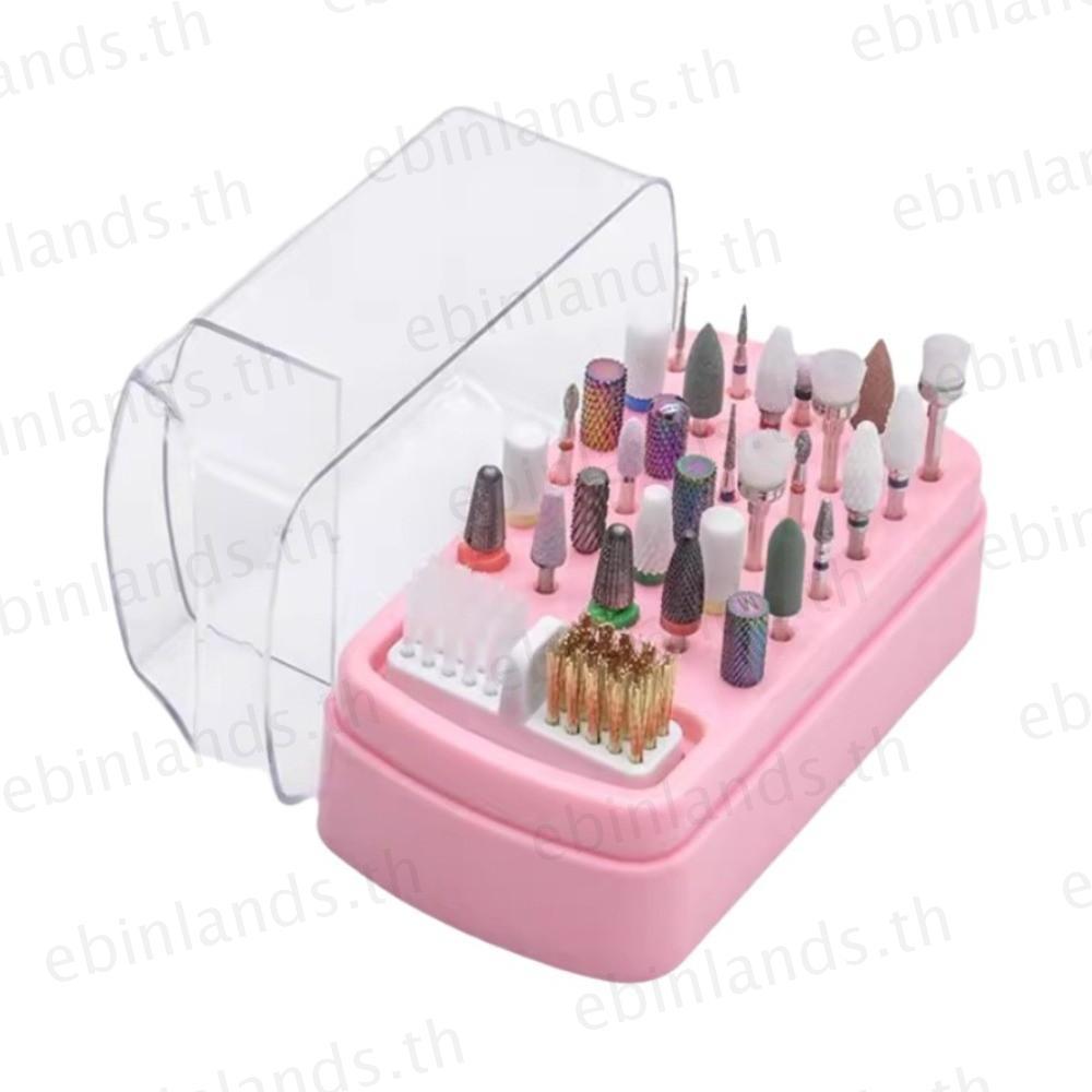 EBINLANDS Nail Art Display Stand, Nail Salon Acrylic Nail Drill Bits Organizer Box, Chống bụi 30 lỗ 