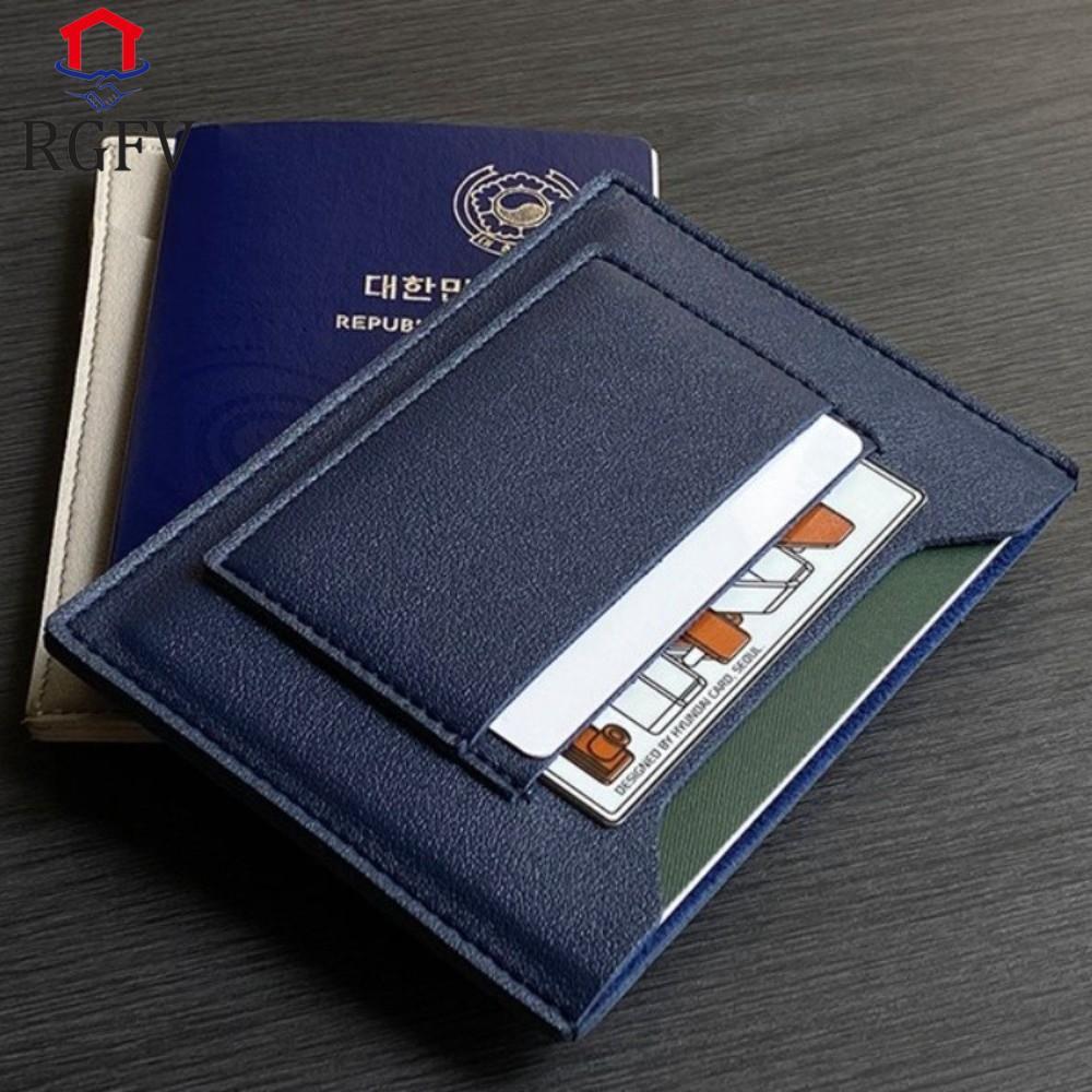 Hộp đựng thẻ RGFV, Vỏ hộ chiếu đa chức năng màu trơn, Kẹp hộ chiếu Check-in máy bay sáng tạo Túi da 