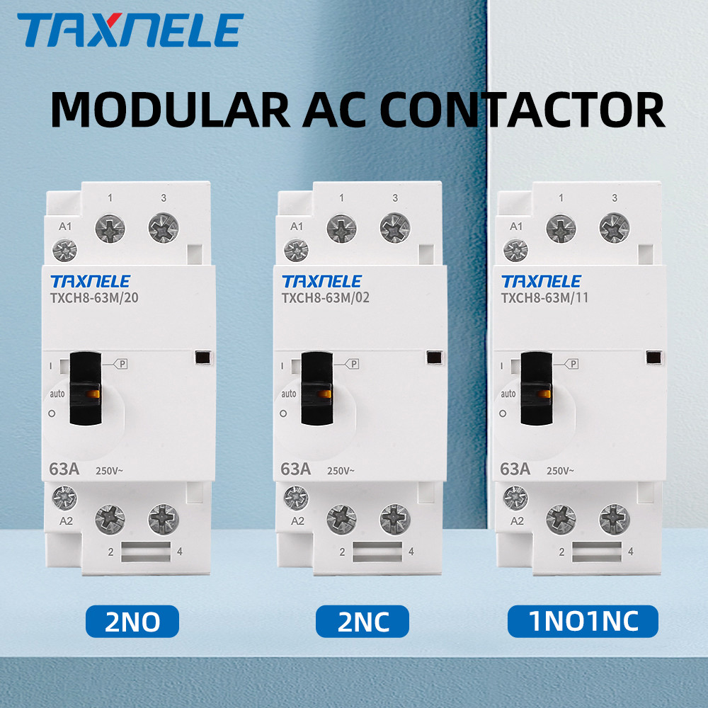 Din rail Hộ gia đình 2P 32a 63A 220V ac Mô-đun tiếp xúc bằng tay với điều khiển bằng tay 2NO 1NO1NC 