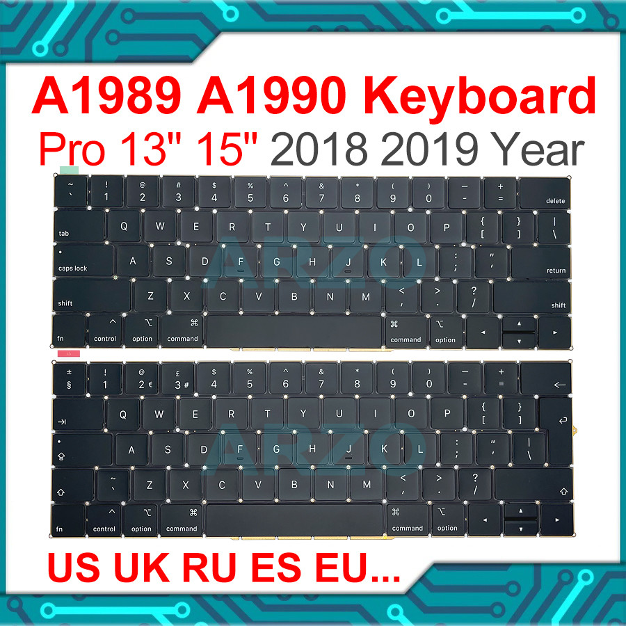 Laptop Mới US UK SP RU FR PT KR IT DE Bàn Phím Cho MacBook Pro Retina 13 "A1989 15" A1990 Bàn Phím 2