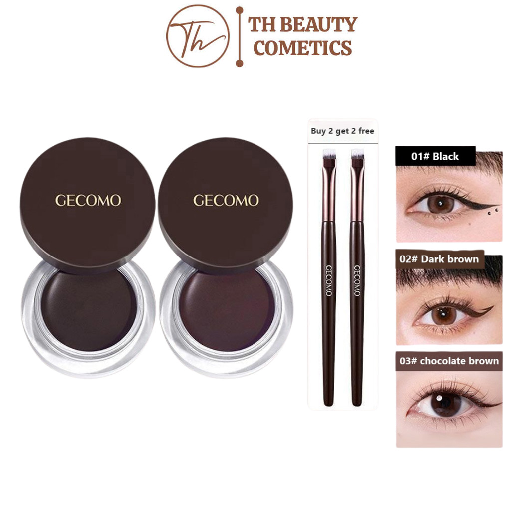 Gel Kẻ Mắt GECOMO Màu Lì Nhanh Khô Chống Thấm Nước Lâu Trôi Kèm Cọ Kẻ Mắt