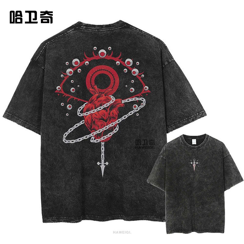 Anime Full Time Hunter Tay Ngắn 100% Cotton Cao Cấp Áo Thun Hunter X Hunter Tide Bông Tai Kẹp Hip Ho