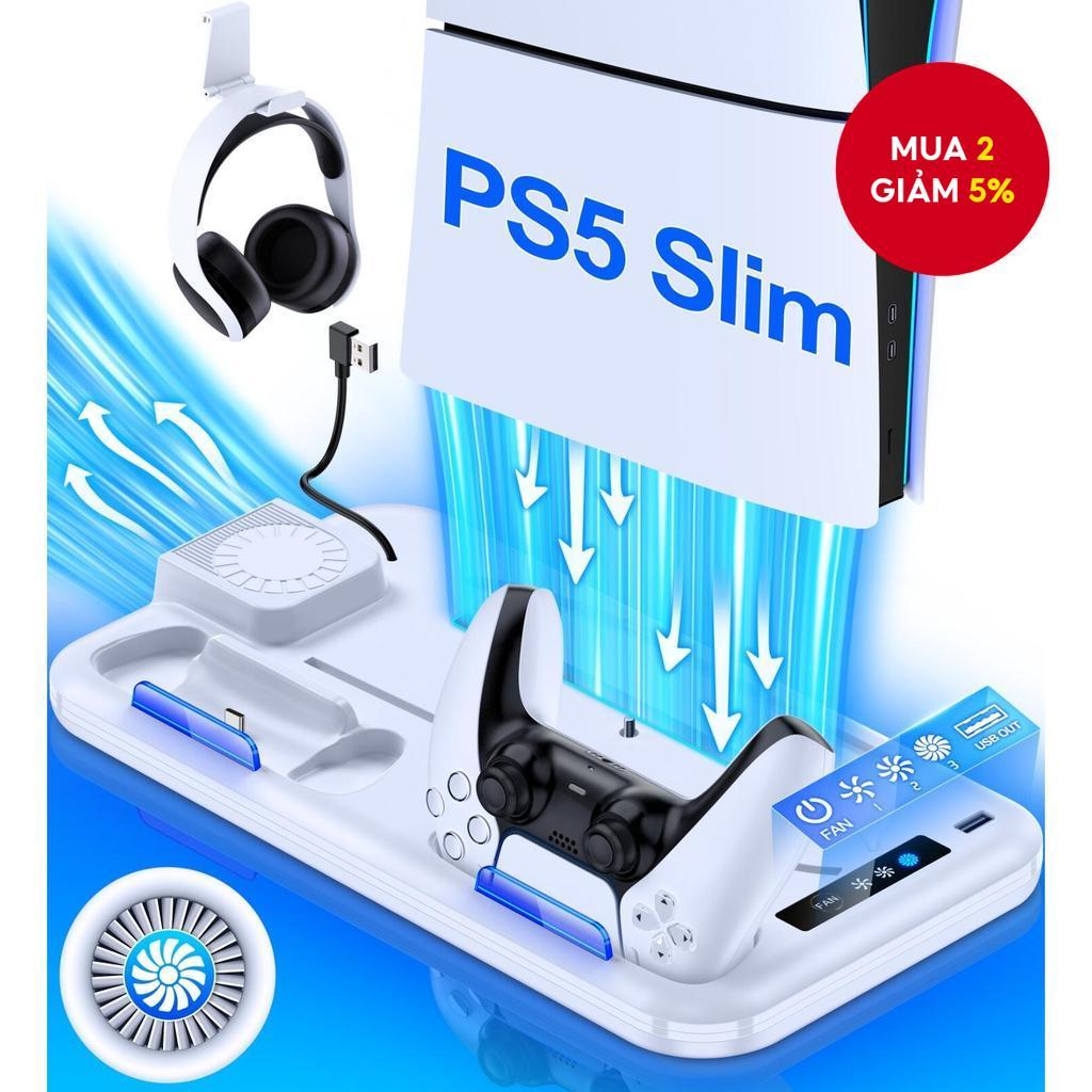 BEBONCOOL Đế làm mát cho PS5 Slim Digital/Disc PS5 Slim Bộ sạc tay cầm trạm giữ