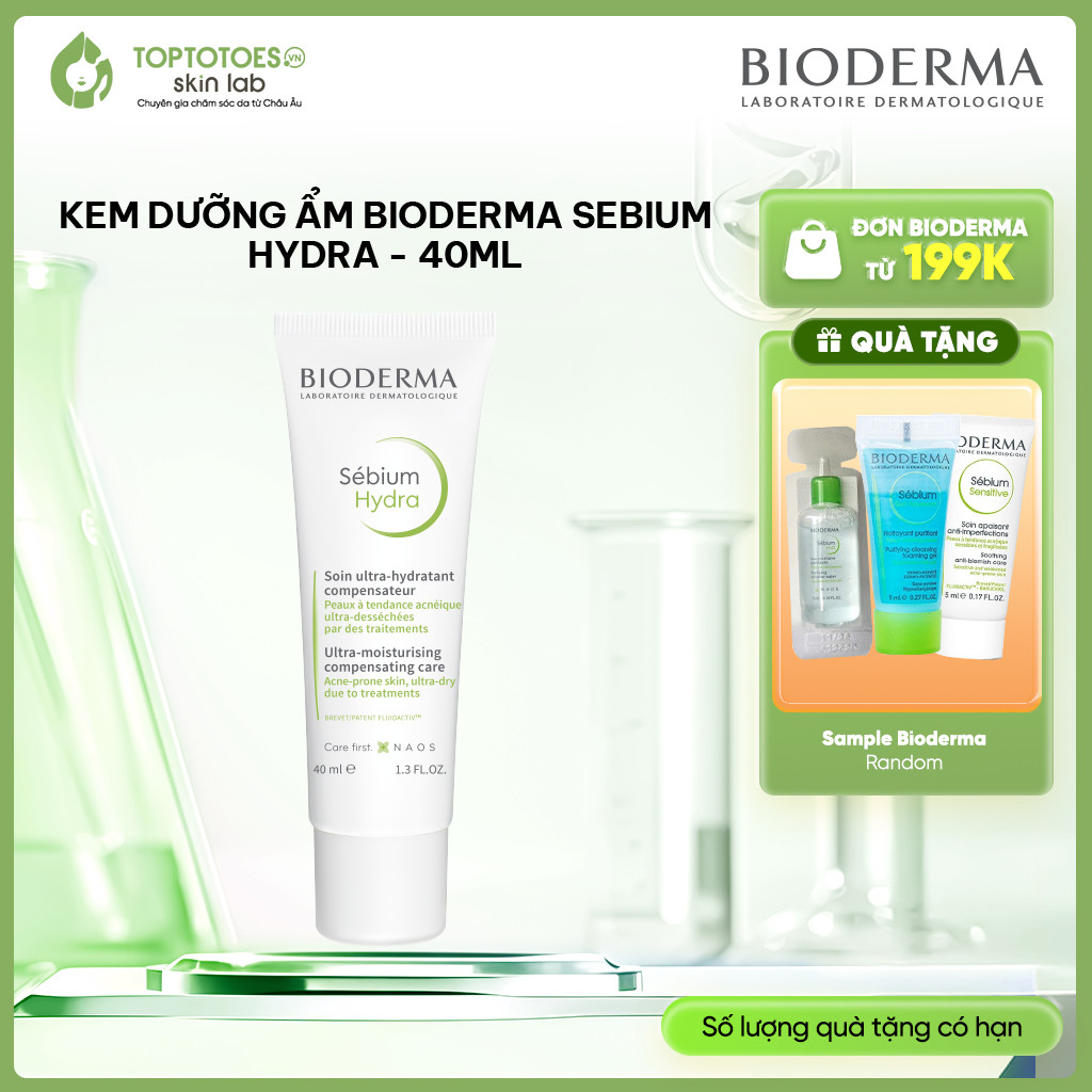 [HÀNG NHẬP KHẨU] Kem dưỡng ẩm cho da dầu mụn Bioderma Sebium Hydra - 40ml