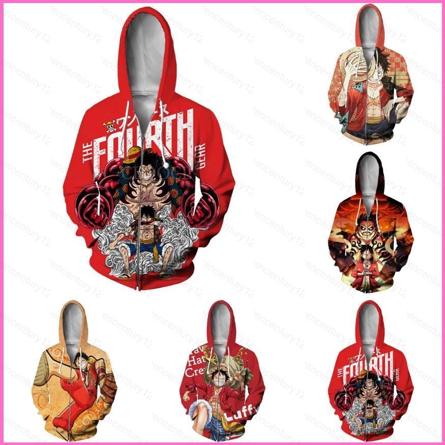 Áo khoác One Piece Luffy Gear unisex tay dài, dây kéo, thời trang anime - Plus size GC12