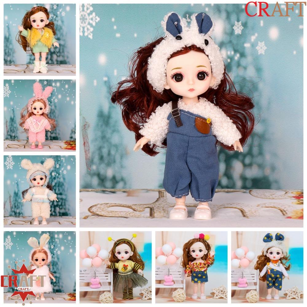 CRAFT 16Cm BJD Doll, Mắt To 16Cm Hình Búp Bê BJD Mặt Dễ Thương, Mắt Nâu Tỉ Lệ 1 / 12 Ngọt Ngào Di Ch