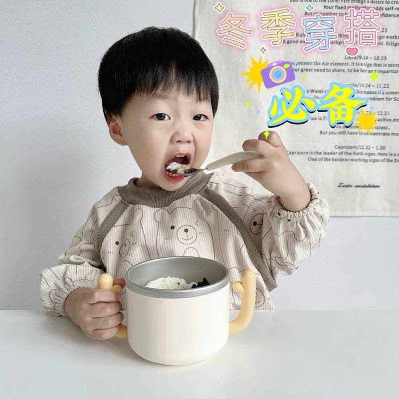 Baby Autumn and Winter Cute Waterproof Bib Children's New Dinner Coverall Baby Outerwear Apron Anti-