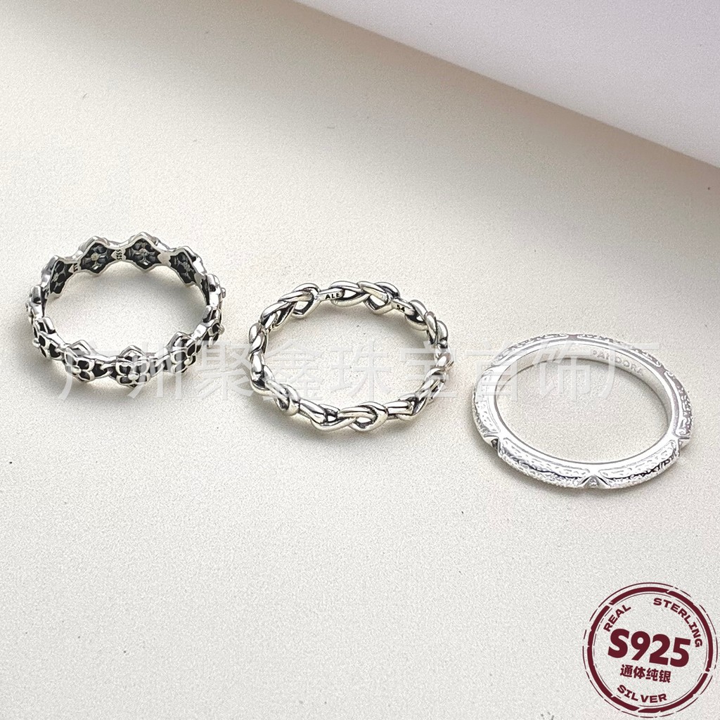 Dora ring model S925Pure silver intertwined heart rings, light luxury romantic couple's rings, gift 