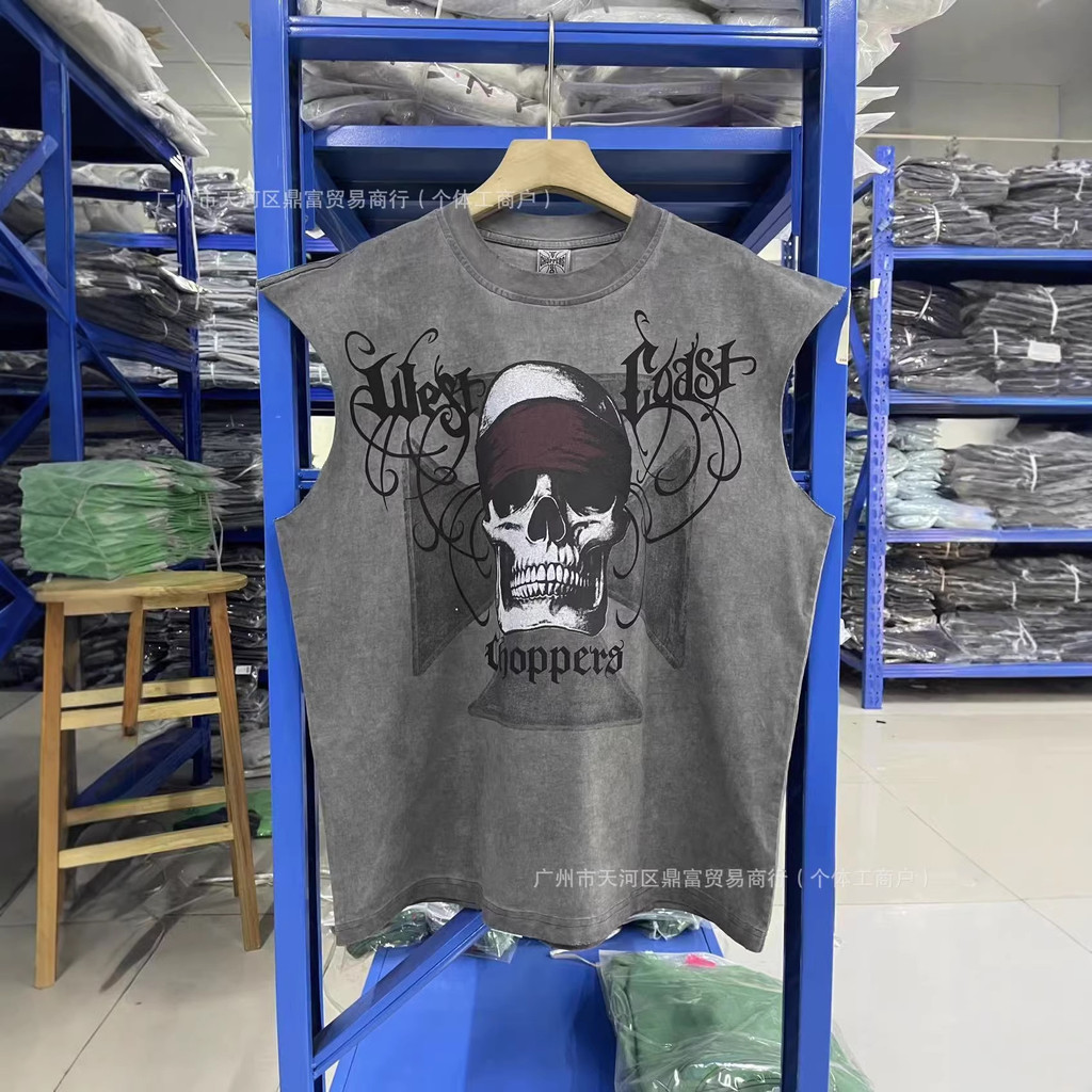 IAH2 West Coast Choppers Vintage90Vintage West Coast Biker Skull Pattern Vest