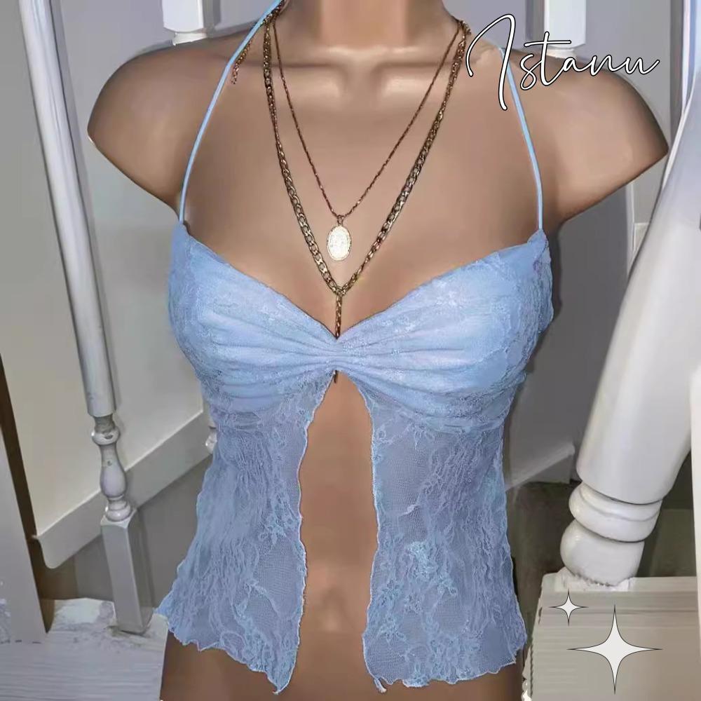 Istunu Áo Cánh Sen Dây Spaghetti Grunge Ren, Phong Cách Fairycore Y2K Dành Cho Nữ