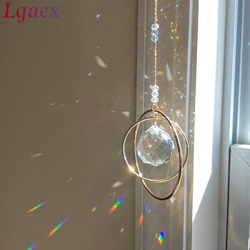 Mặt dây chuyền trang trí pha lê LGAEX, Mặt dây chuyền trang trí hình tròn Crystal Sun Catcher, Cryst