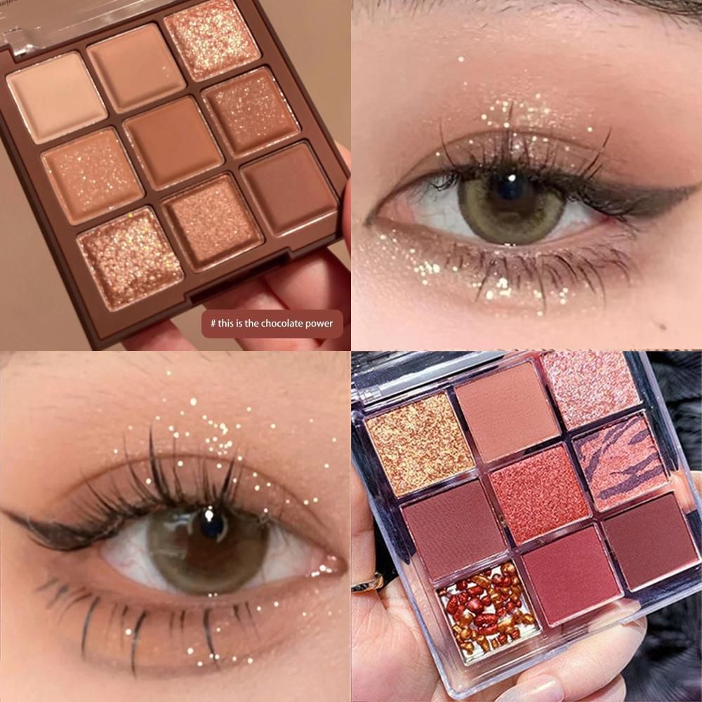 Nine-square Eye Shadow Plate Long lanh Pearlescent Matte Earth Color Pure Nude Makeup Cosmetics