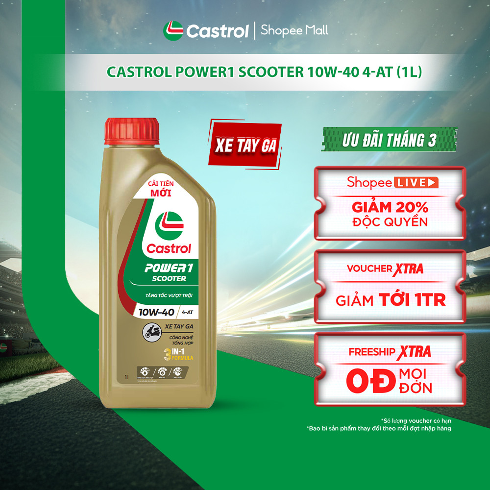 Dầu nhớt xe tay ga Castrol POWER1 SCOOTER 10W-40 4-AT (1L)