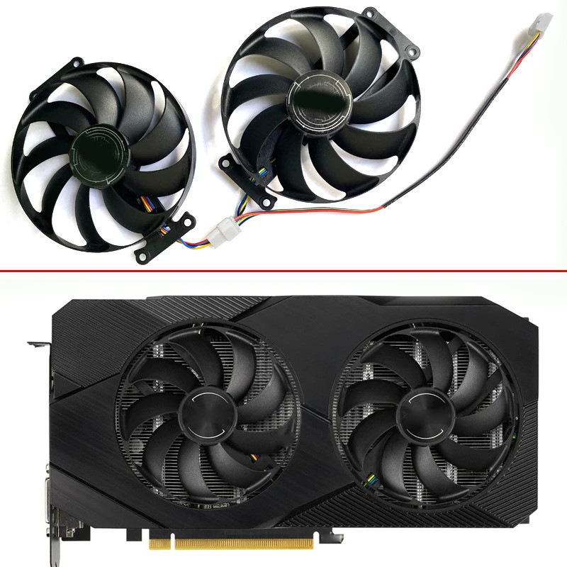2 CÁI T129215SU RTX 2060 SUPER 2070 GTX1660 Ti Quạt Làm Mát Cho ASUS GTX 1660 1660Ti DUAL EVO OC RTX