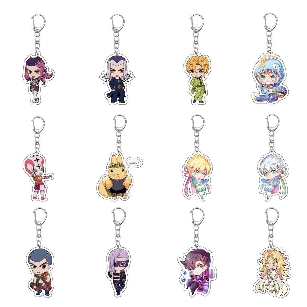 55MM JoJo's Bizarre Adventure Keychain Jonathan Joestar/Will Anthonio Zeppeli Key Chain Acrylic